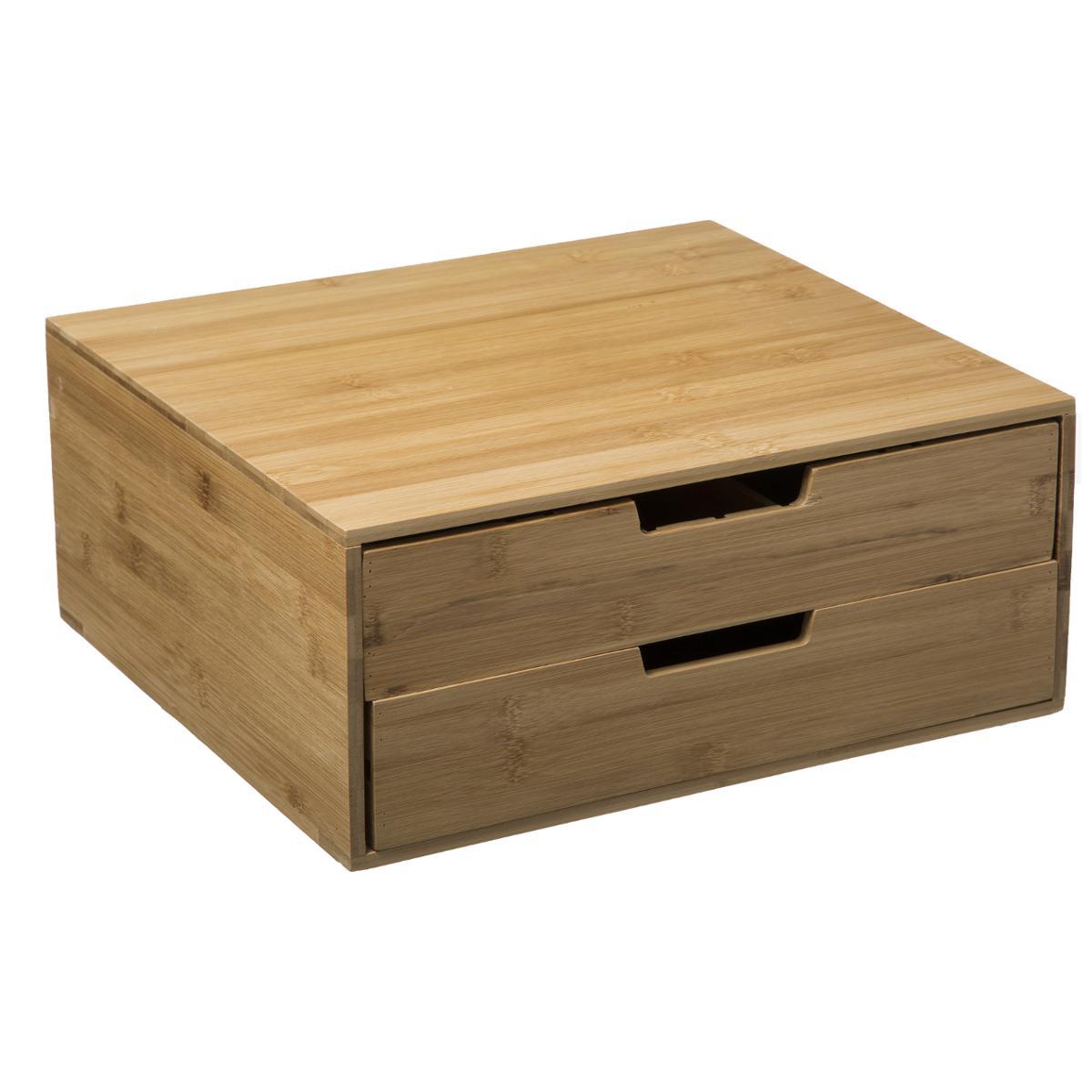 PORTE CAPSULES 2 TIROIRS BAMBOU
