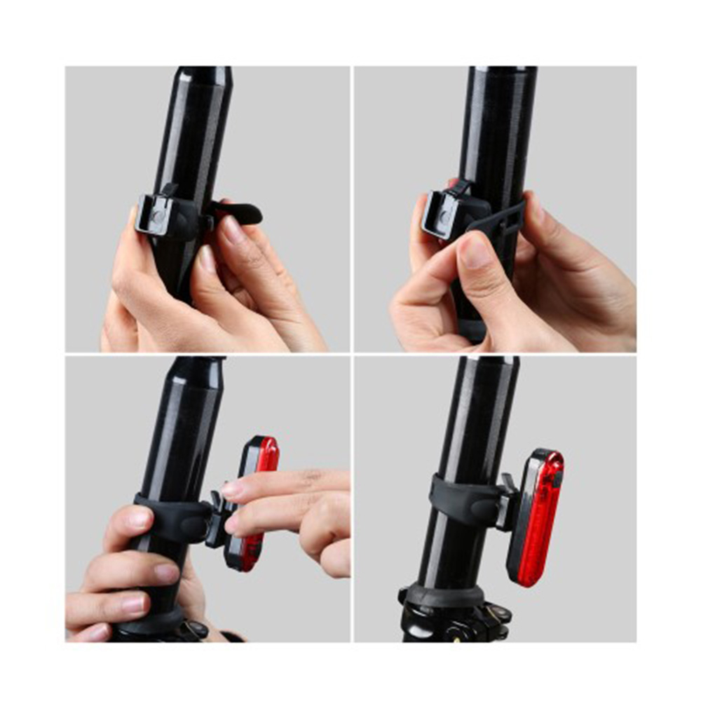 (2-tlg. Set) Wiederaufladbares Aluminium USB Fahrrad LED Front- und Rücklicht mit LCD Display IPX6 - Schwarz