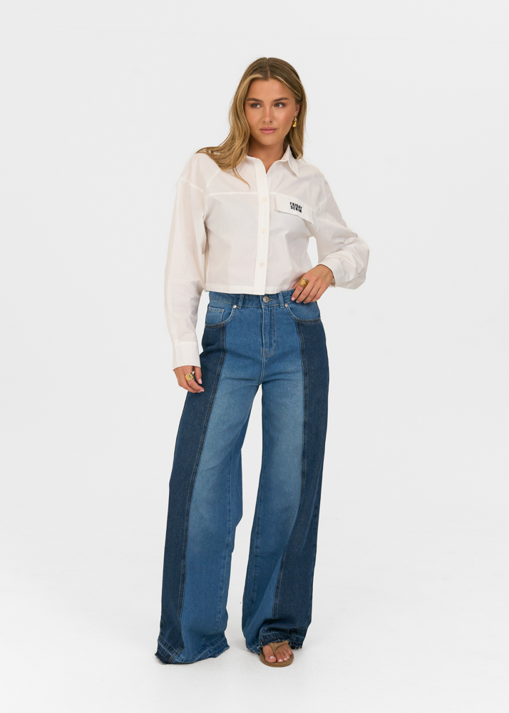 Friday Denim cropped blouse wit