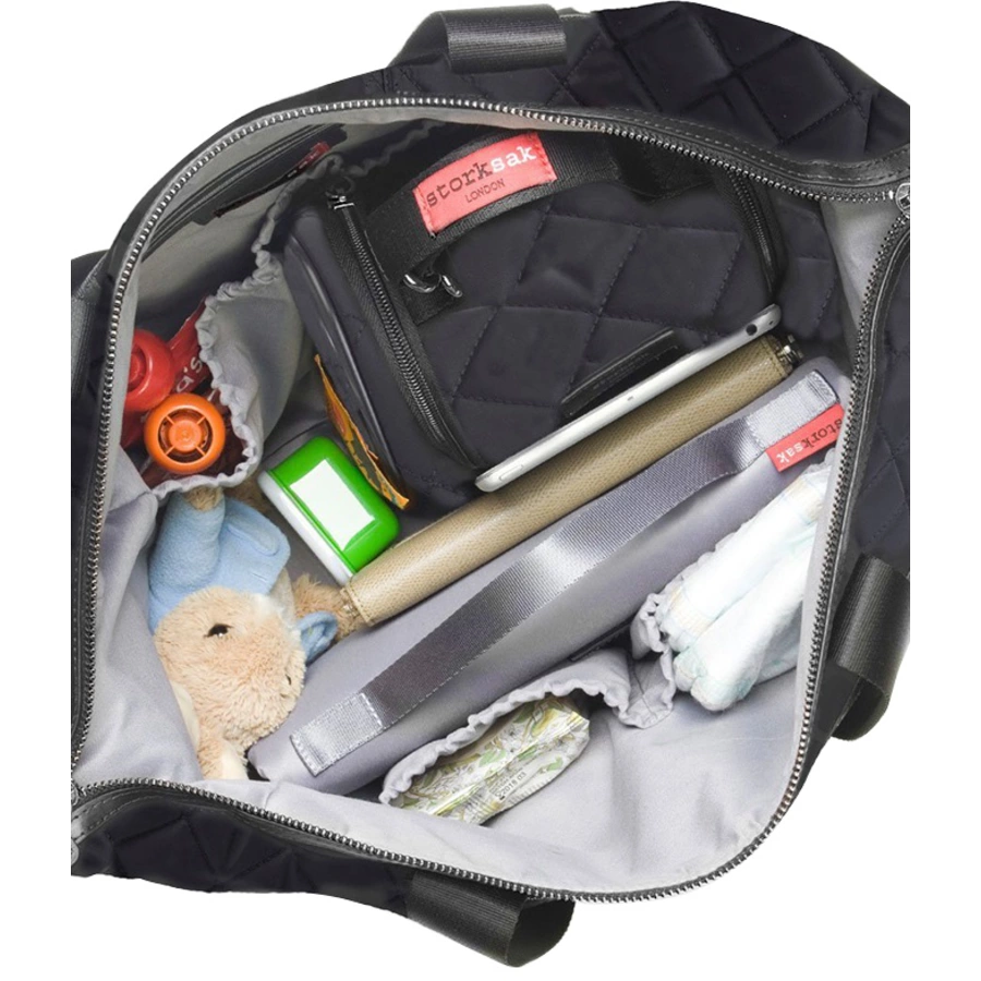 storksak Wickeltasche Stevie Quilt Black