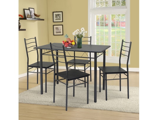 VS VENTA-STOCK - Ensemble table et chaises Ensemble de table et 4 chaises lima pour salle à manger noir...