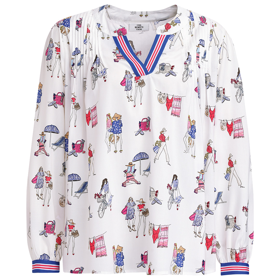 Gina Benotti Damen Bluse mit Ballonärmeln weiss / bunt