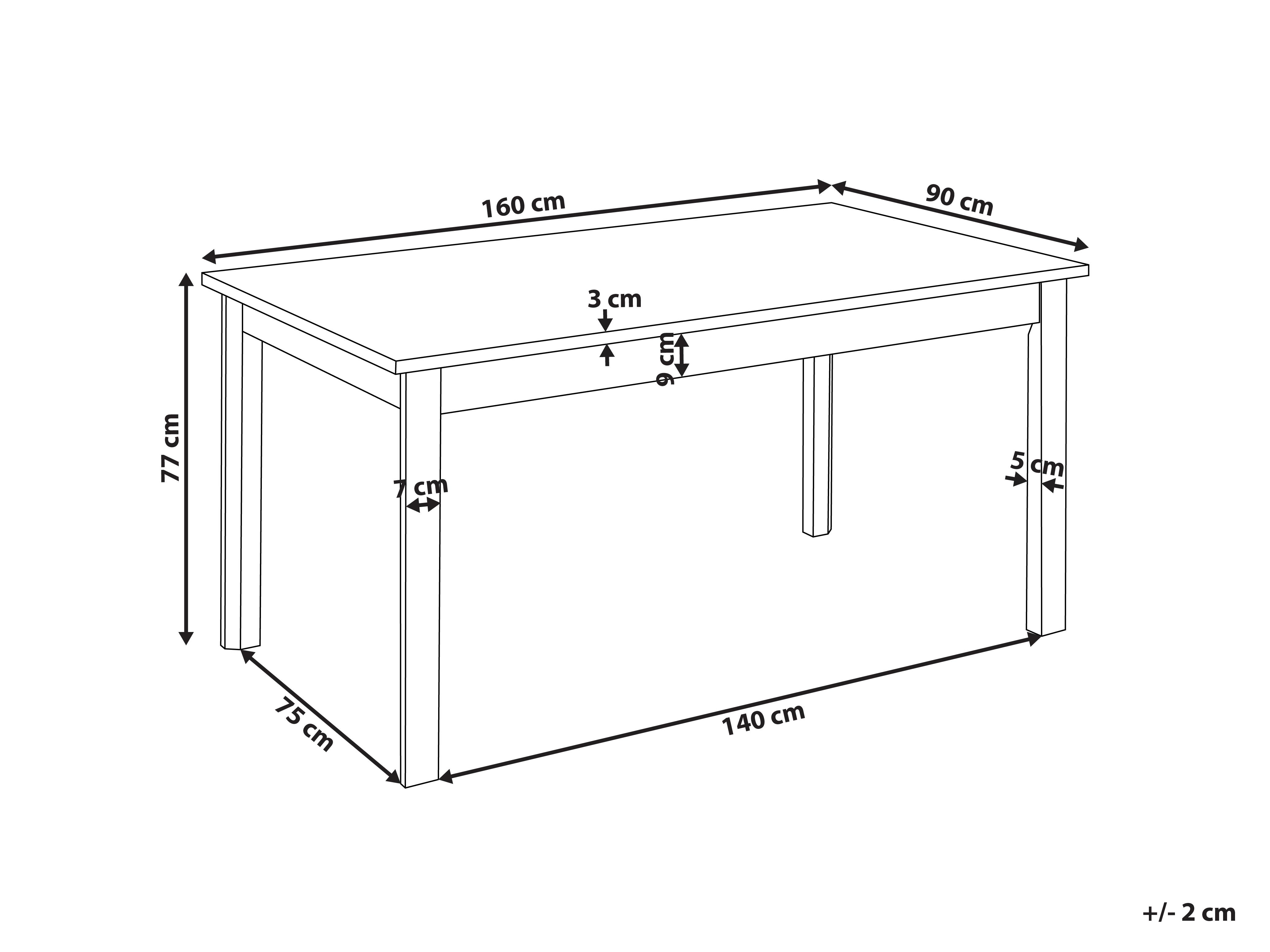 Eettafel GISELA Licht eikenhout 90 cm 160 cm