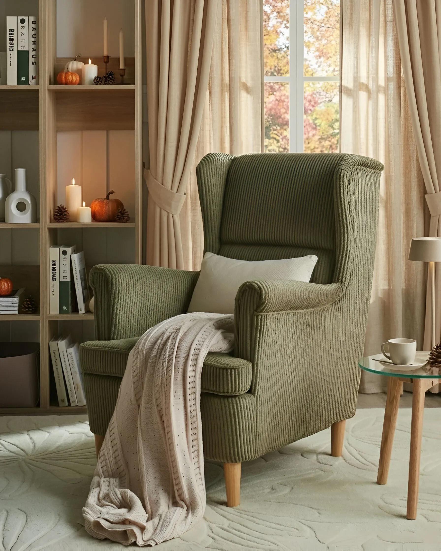 Oorfauteuil ABSON Corduroy Groen
