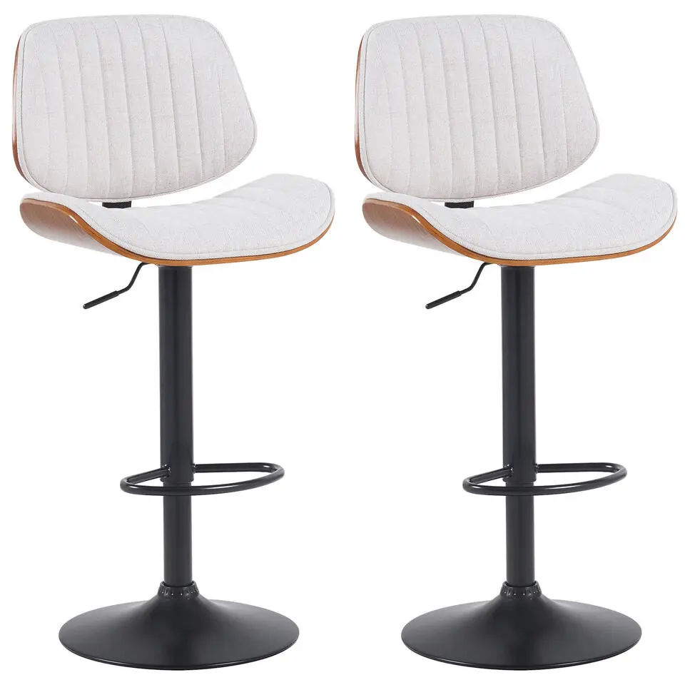 CLP Set van 2 Barkruk Clawson zwart Frame - Stof - walnoot/creme