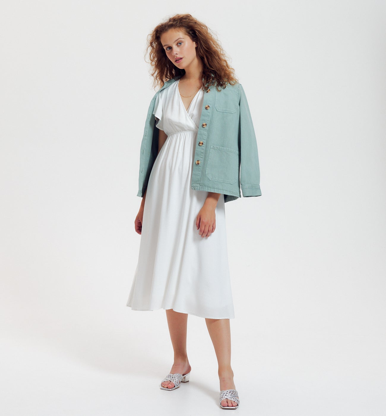 Robe mi-longue unie Femme - Ecru