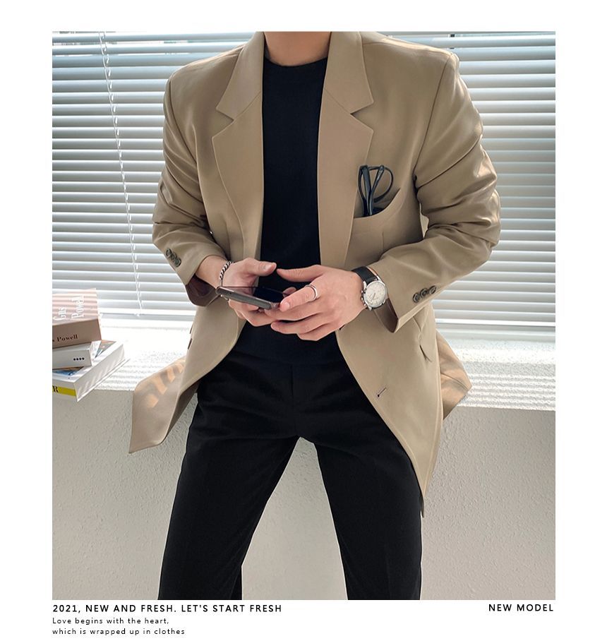 Okwano - Blazer met inkeping en effen enkelrijs