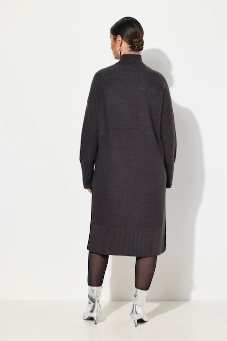 Strickkleid, Linksstrick, Stehkragen, Langarm
