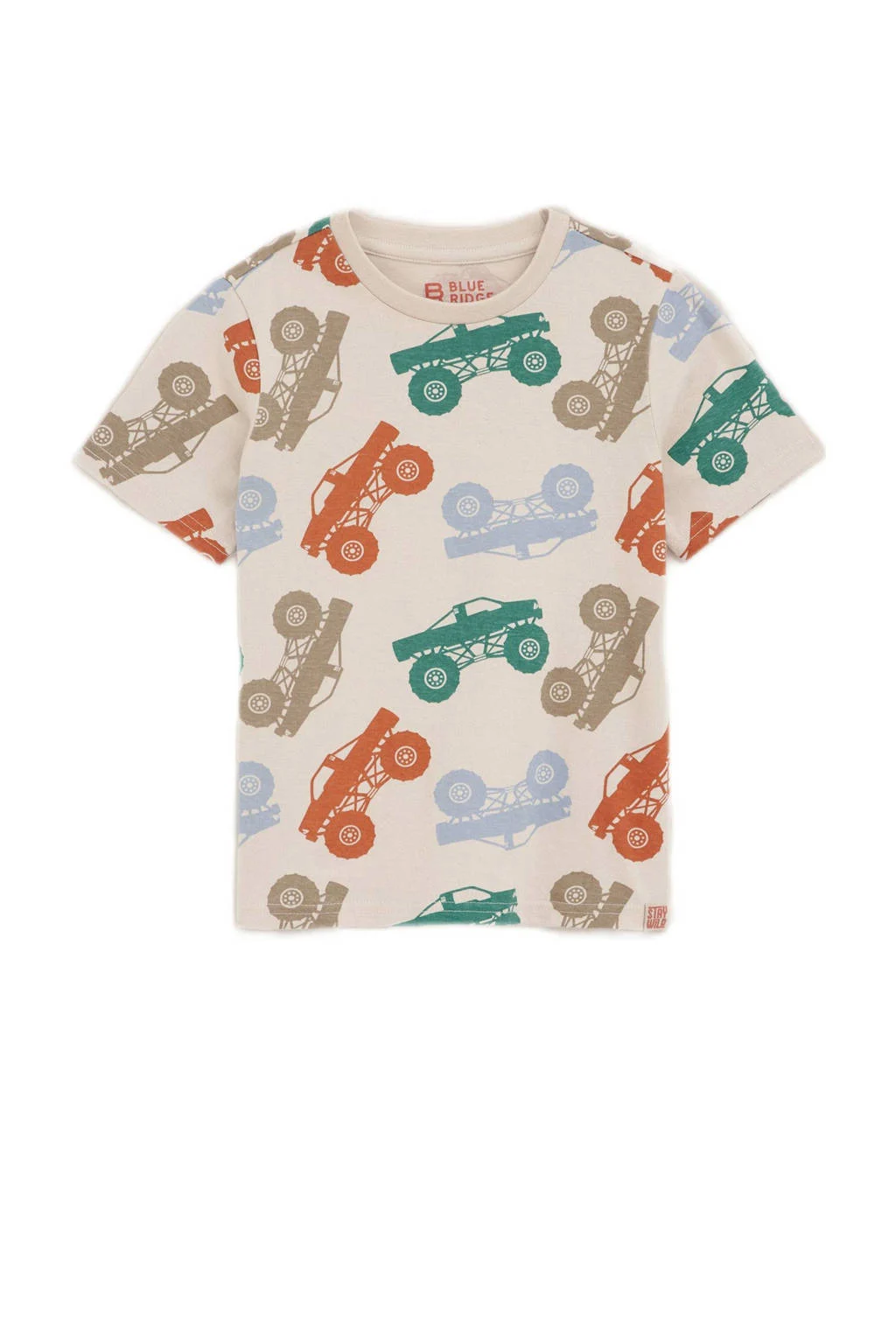 WE Fashion T-shirt met all over print beige