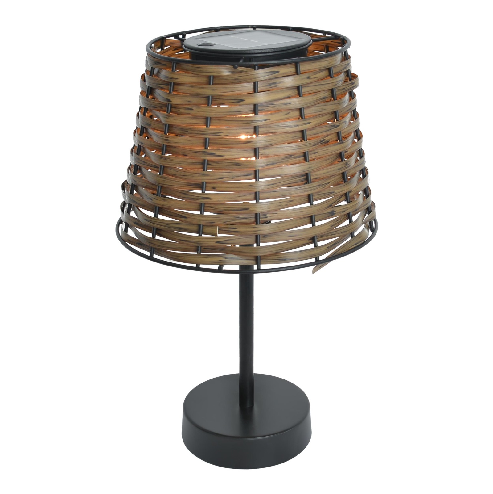 LED-Solar-Tischleuchte RADA - braun-schwarz - Polyrattan - 31 cm hoch