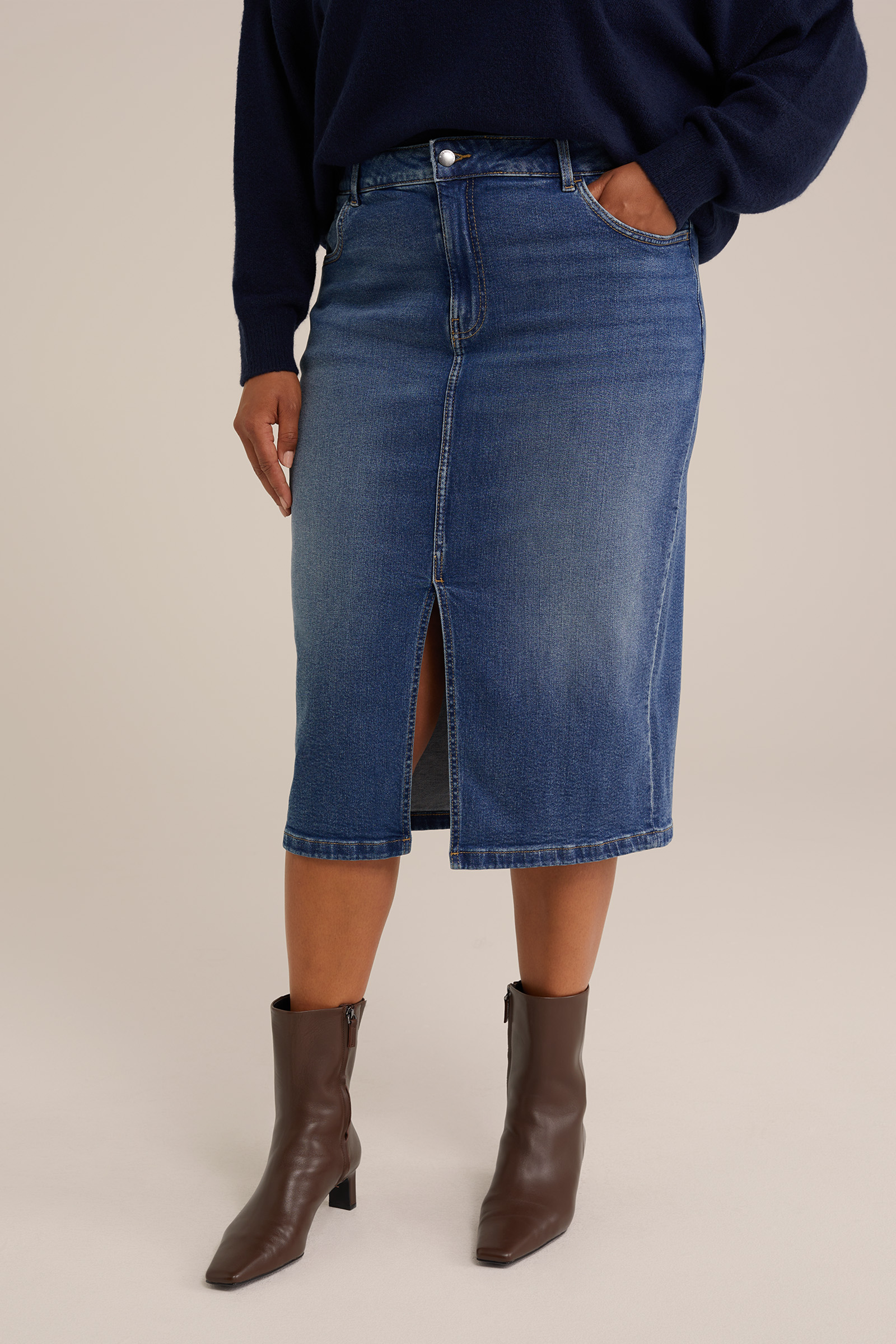 high rise denim rok - Curve Blue Ridge Donkerblauw