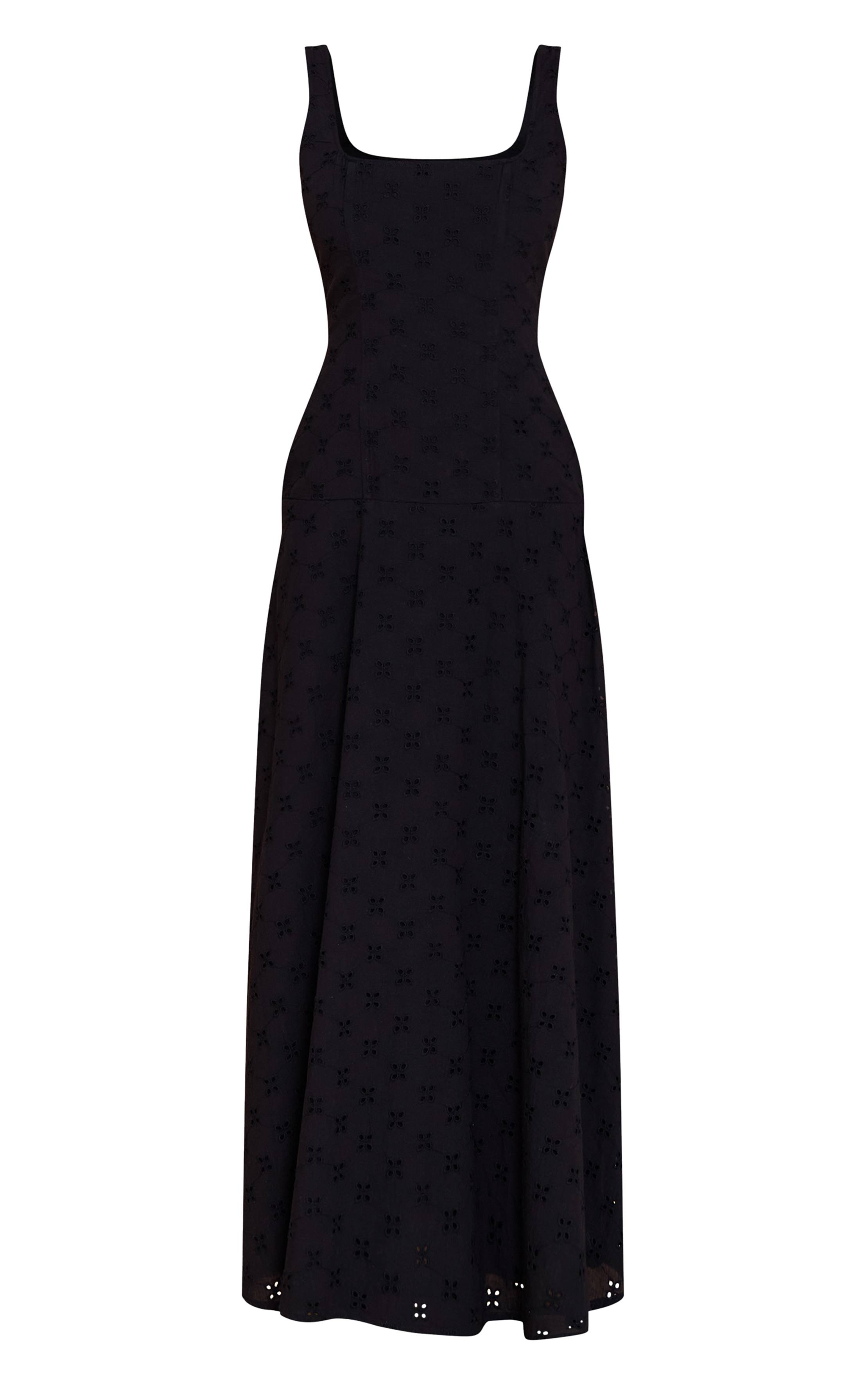 Noir Robe Midaxi Corset En Broderie Anglaise