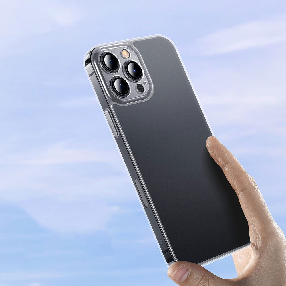 iPhone 13 Pro Hybrid Hülle Frosted Glass TPU Bumper   Acryl Rückseite   Kameraschutz - Transparent (Matt)