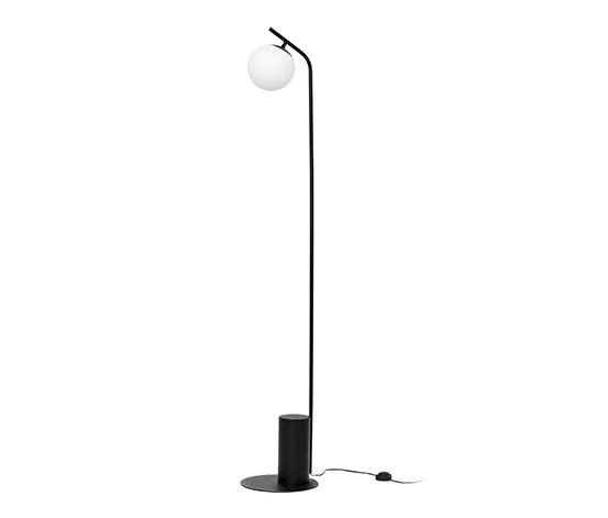 Stehleuchte mit Glaskugel, schwarz