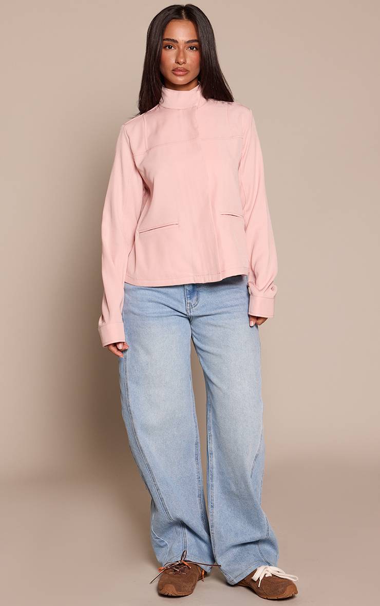 Rose Bébé Veste Ajustée Col Cheminée Petite