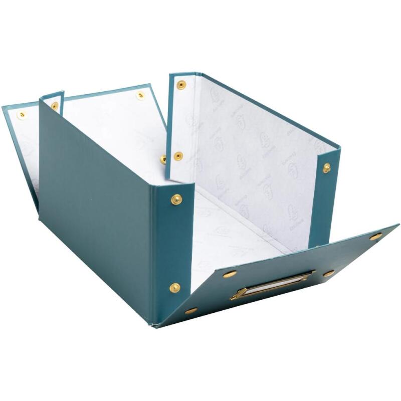 Boîte de rangement à plat carton 20x26x15cm Néo Déco - Bleu canard