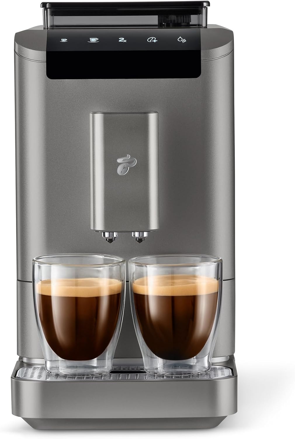 Tchibo Kaffeevollautomat Esperto2 Caffè mit 2-Tassen-Funktion für Caffè Crema und Espresso, Titanium Silver - INKLUSIVE Kaffeeprobierset GRATIS
