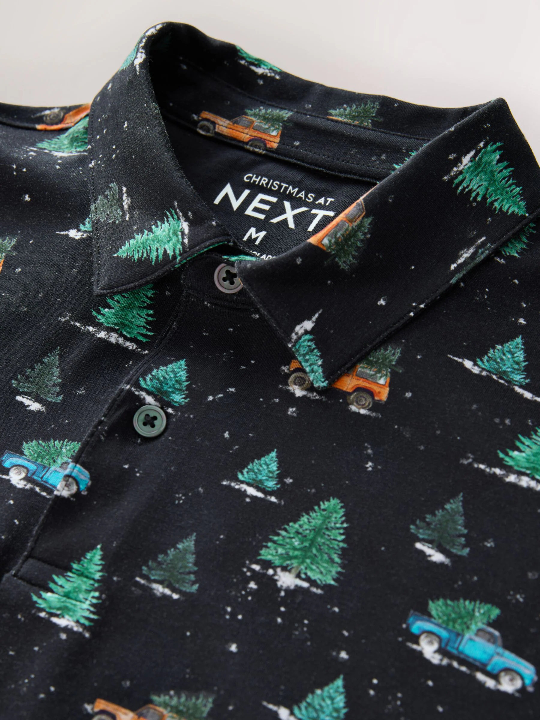Antracietgrijs met autoprint - Kerstpoloshirt
