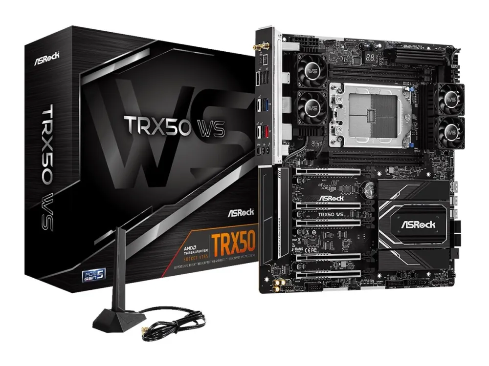 [OUTLET] - ASRock TRX50 WS - Bundkort - udvidet ATX - Socket sTR5 - AMD TRX50 Chipset - USB4, USB-C 3.2 Gen 2x2, USB 3.2 Gen 2, USB 3.2 Gen 1 - 10 Gigabit LAN, 2.5 Gigabit LAN, Bluetooth, Wi-Fi 6E - onboard grafik (CPU påkrævet) - HD Audio (8-kanale