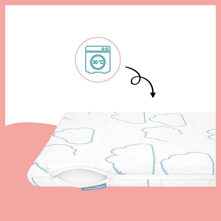 Matelas de voyage Cosy'Lite Nomad 60x120 cm imprimé nuages - Ecru