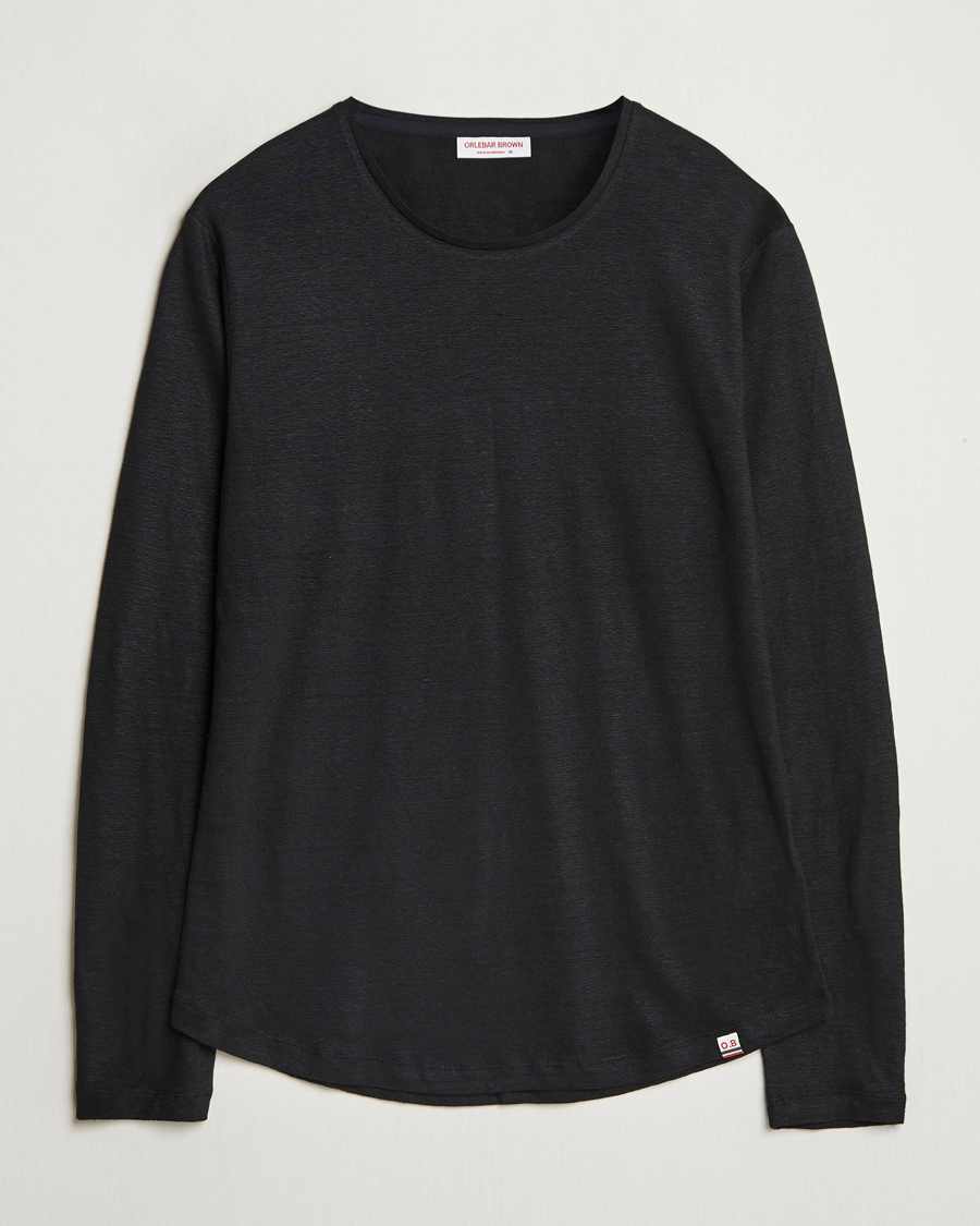 Orlebar Brown Long Sleeve Linen T-Shirt Black