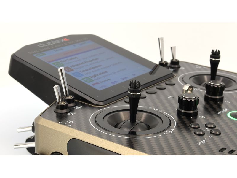 Jeti Fernsteuerung DS-24II Carbon Line Bronze 24 Kanal, Dup Professioneller 24-Kanal-Sender mit Geber auf Rückseite und Carbon-Frontplatte