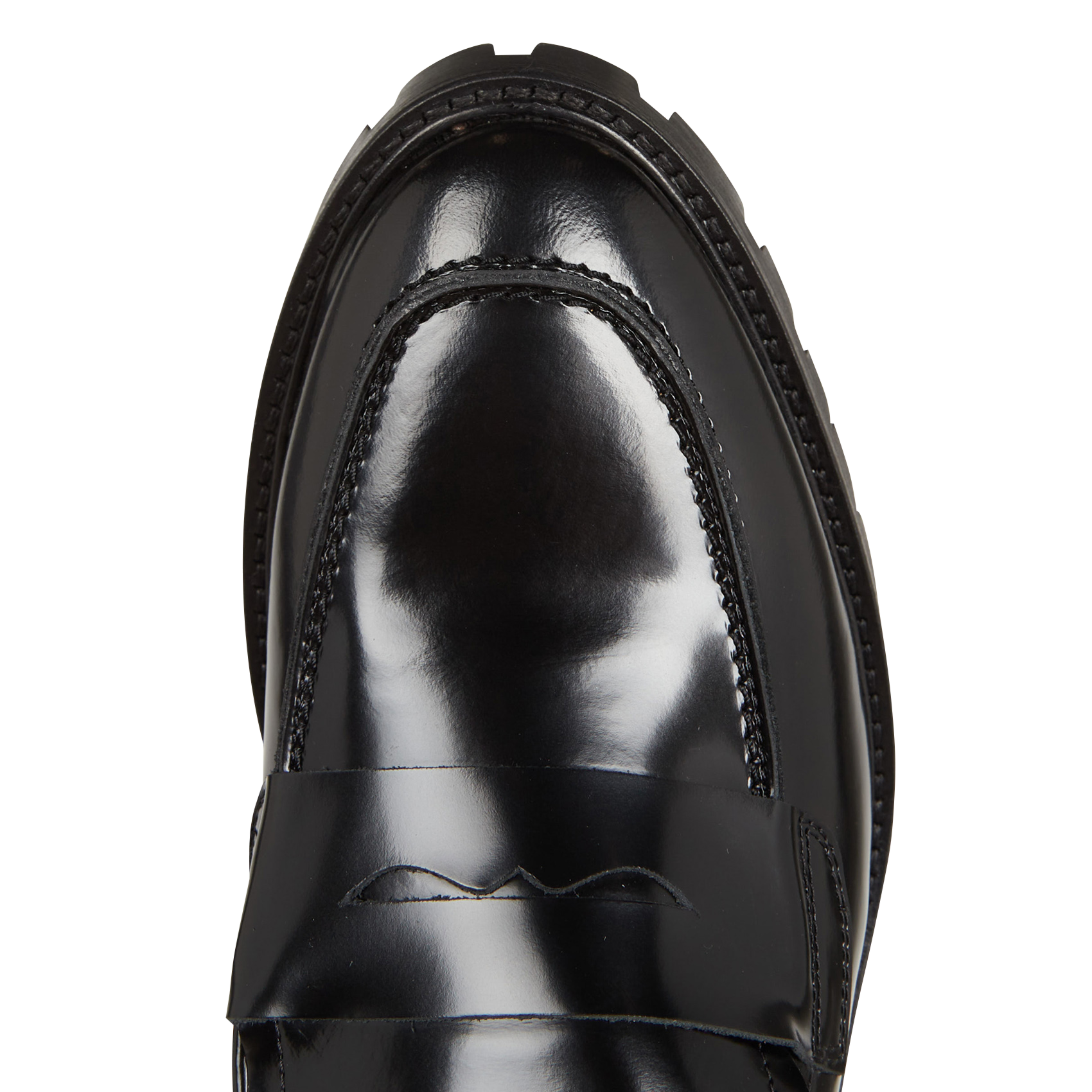 N°81 - Mocassins à talon en cuir glacé | Noir