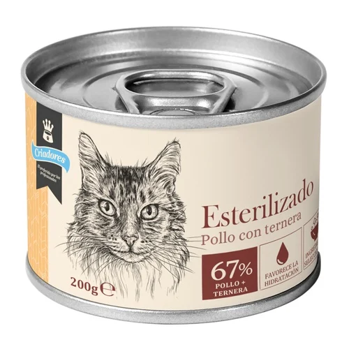 Frango e carne bovina esterilizados para gatos