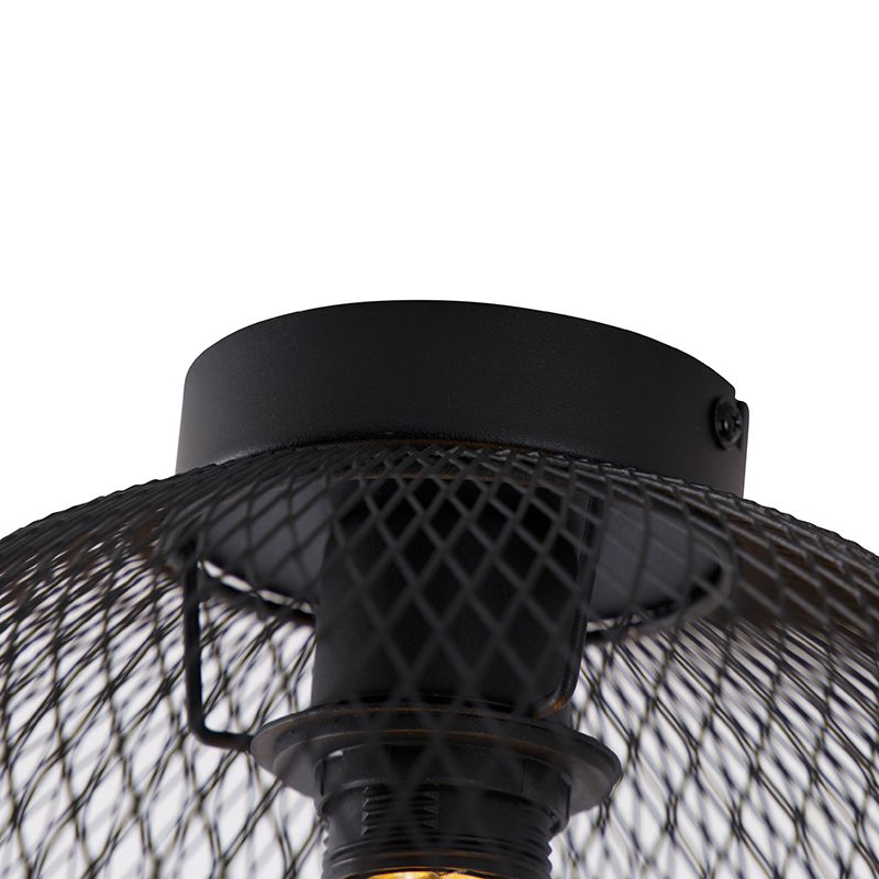 Moderne plafondlamp zwart 30 cm - Mesh Ball