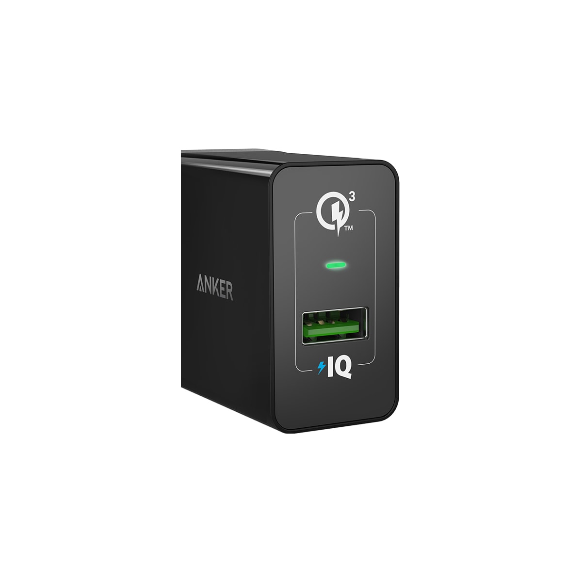 Anker PowerPort+1 w QC 3.0 18W USB-A lader (sort)
