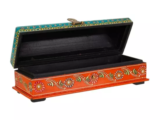 Coffret à bijoux en bois orange 26x9x8h