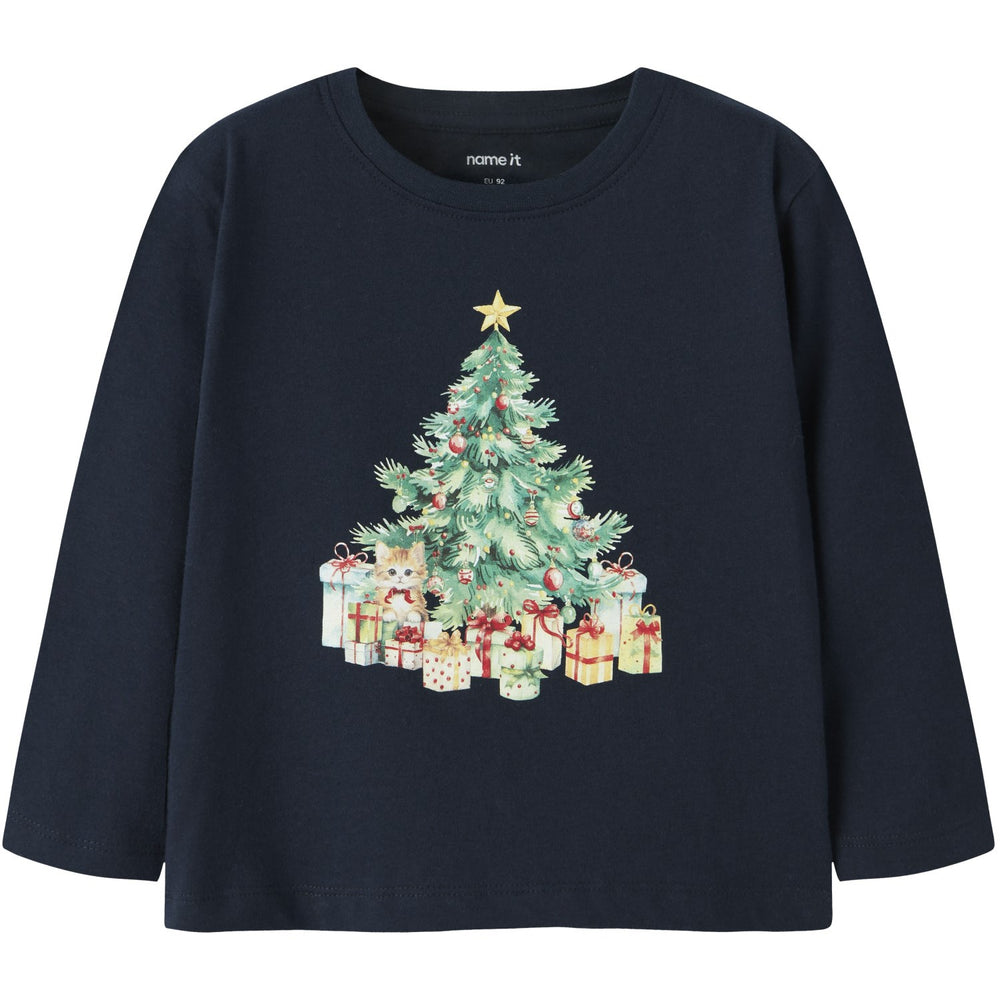 Køb Name It Navy Blazer Xmas Tree Cat Nmfvosmas Ls Nreg Top