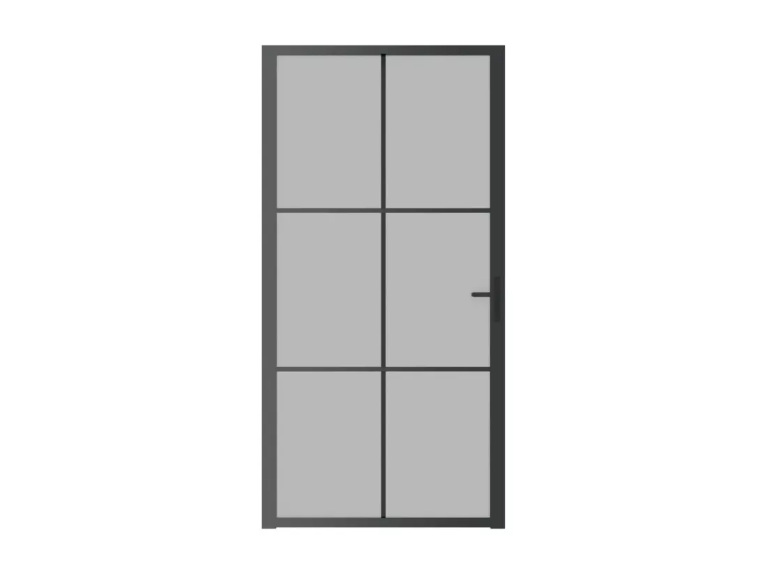 Porte intérieure 102,5x201,5 cm Noir Verre mat et aluminium