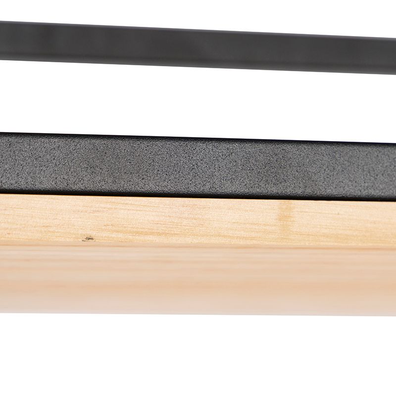 Industriële hanglamp zwart met hout 5-lichts - Shelf