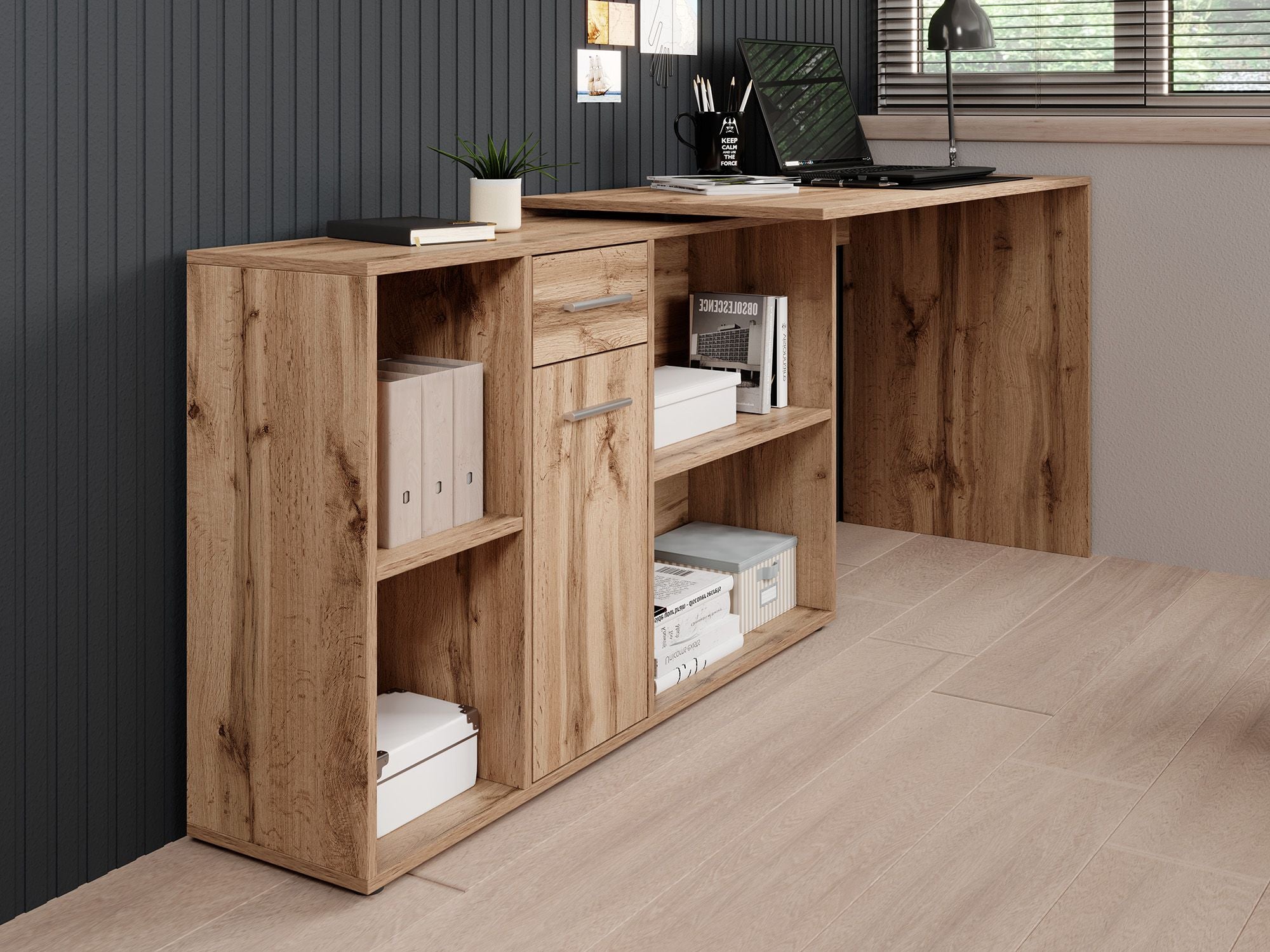 Crister - Bureau - Eiken - 122x120 cm