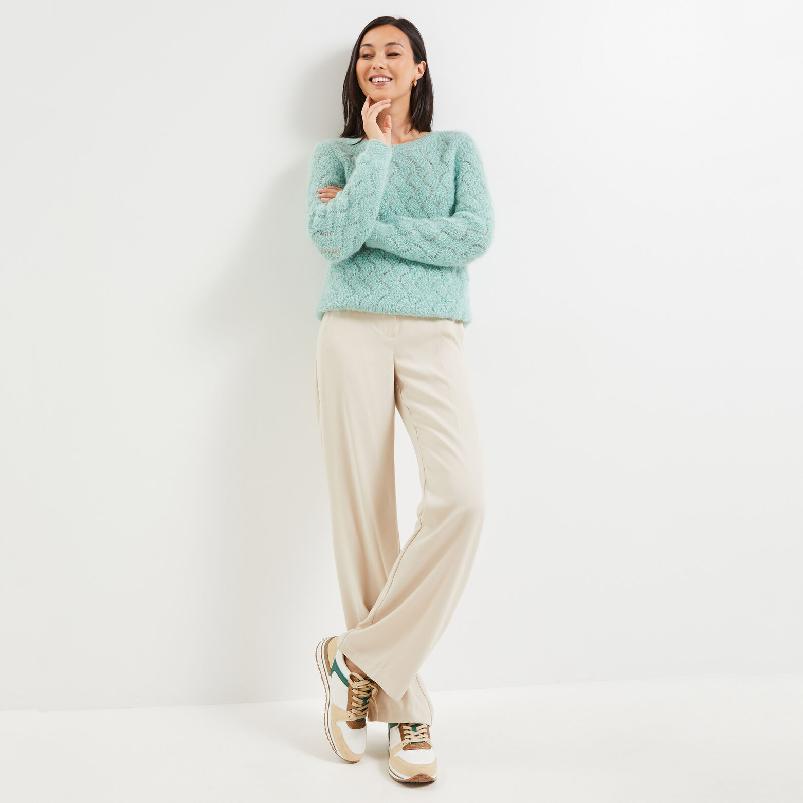Pull maille ajourée femme