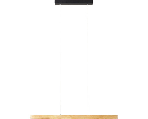 LED hanglamp, dimbaar, 10,5W, 880 lm, 3000 K, HxL 110x80 cm, grenen, bruin gebeitst/zwart + touchdimmer