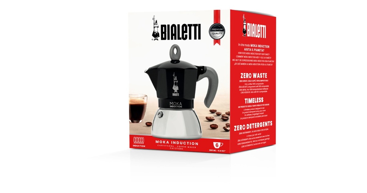 BialettiMoka Induction 6936 espressomachine  (Zwart/zilver, 6-kops)