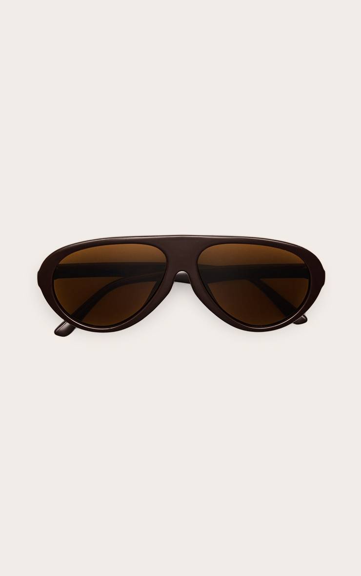 Chocolat Lunettes De Soleil Aviateur À Monture Surdimensionnée