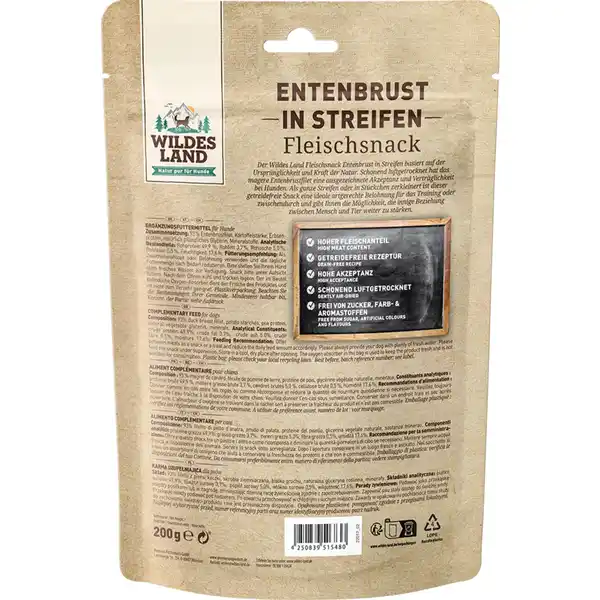 Hundesnack Entenbrust in Streifen