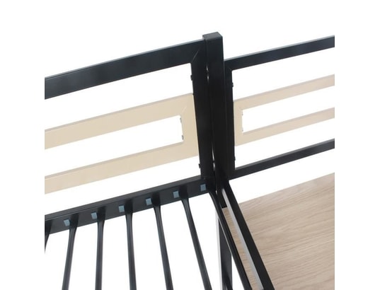 TBS - Lit mezzanine - 140x190 cm - métal - noir - sommier inclus ...
