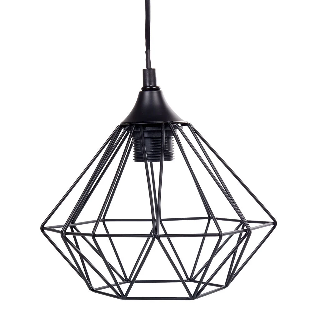 Luminaire à suspension filaire 1 ampoule métal noir
