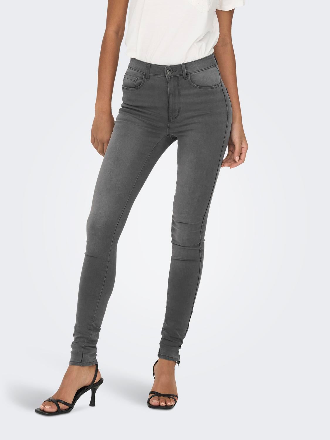 ONLROYAL Hohe Taille Skinny Fit Jeans Dark Grey Denim