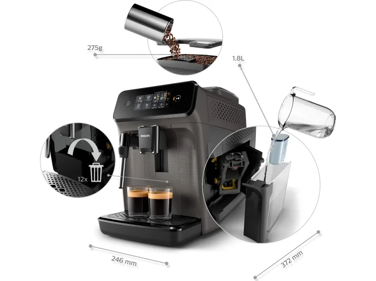 Philips Series 1200 EP1224 - Automatisk kaffemaskine med mælkeskummer - 15 bar - kashmirgrå