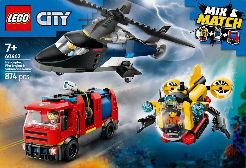 Helikopter, brandweerauto en onderzeeër remix 60462