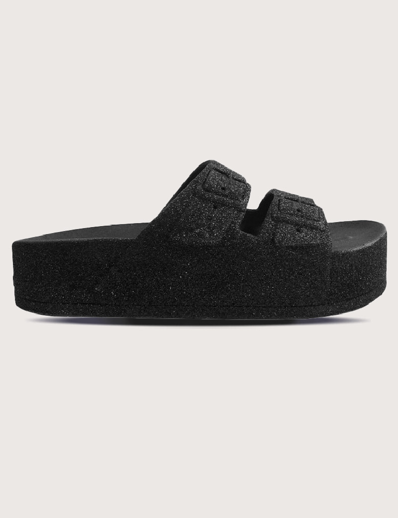 CACATOES SANDALES COMPENSÉES FEMME CAIPIRINHA GLITTER NOIRES