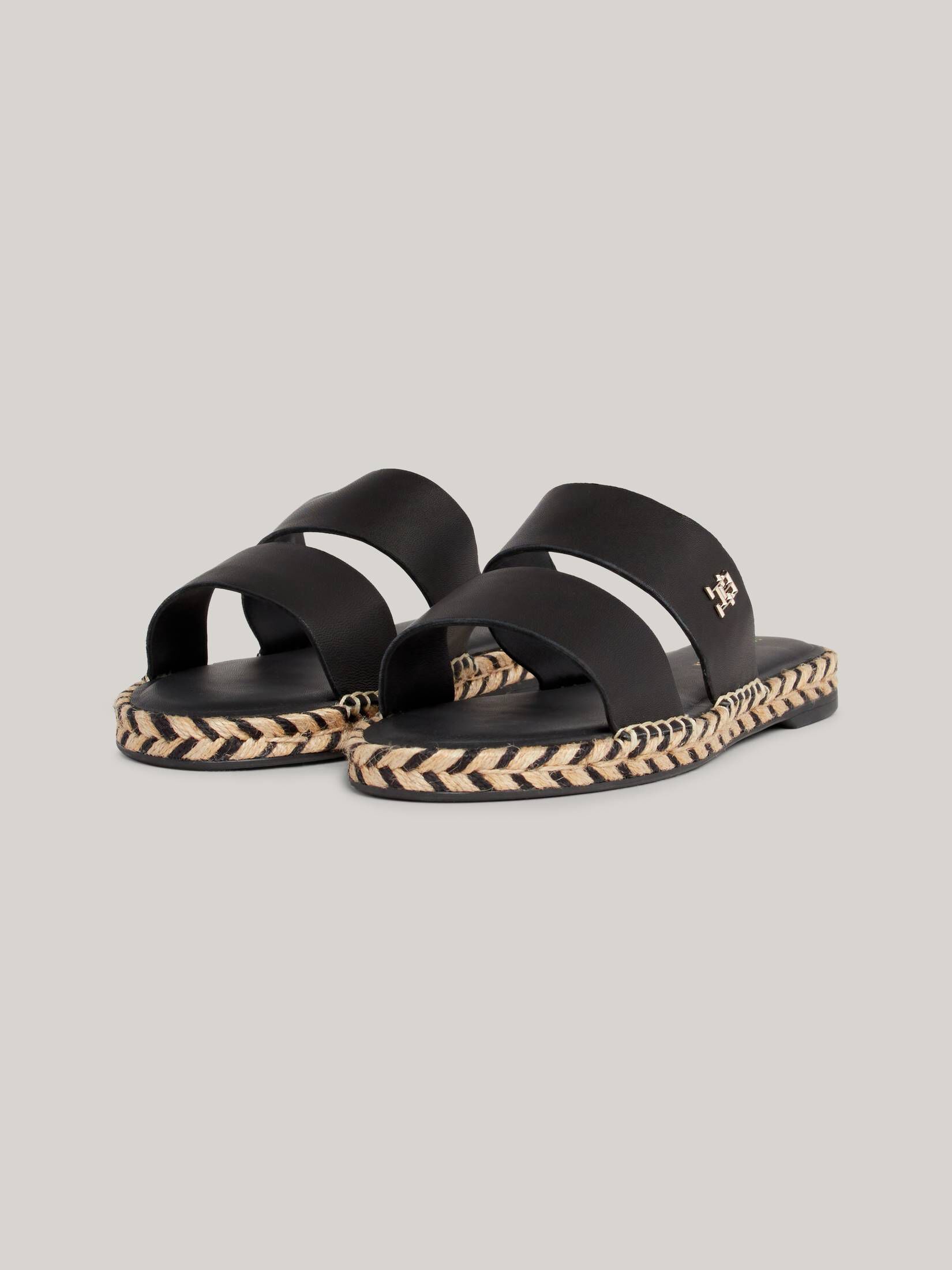 Tommy Hilfiger| Damen Pantoletten TH LEATHER FLAT ESPADRILLE