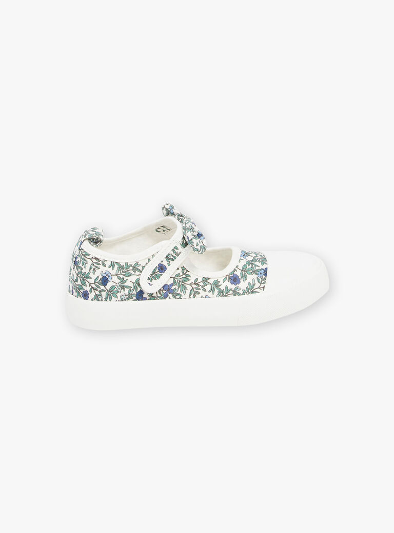Baskets ouvertes écrues à imprimé fleuri