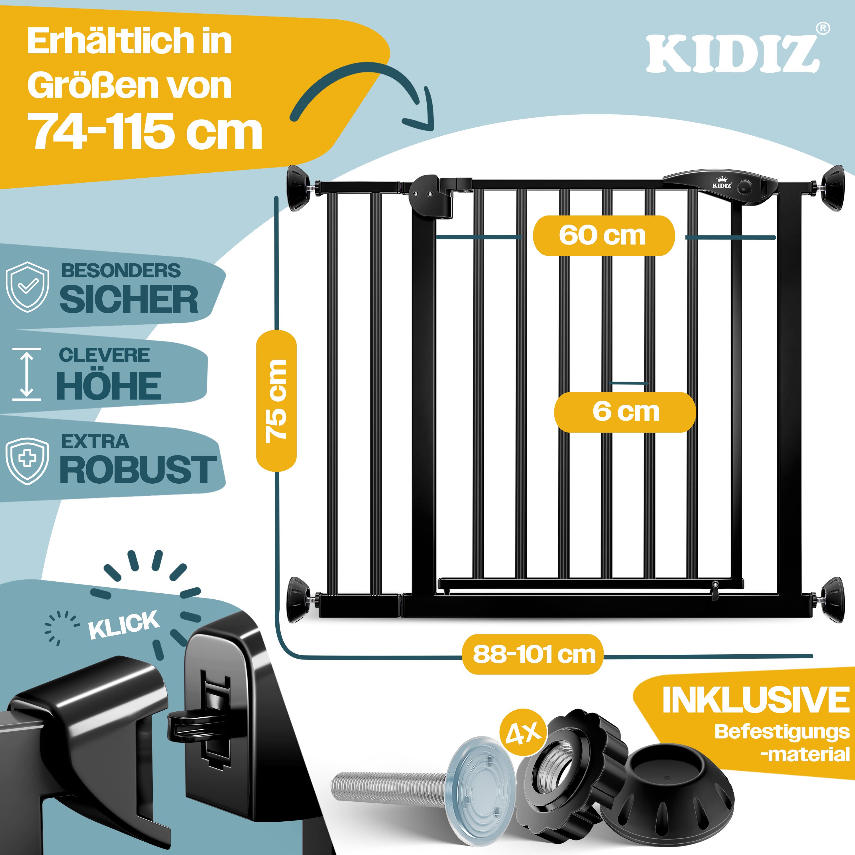 Kidiz® Türschutzgitter ? Absperrgitter ? Treppengitter ? Kindergitter | Gitter Haustier |