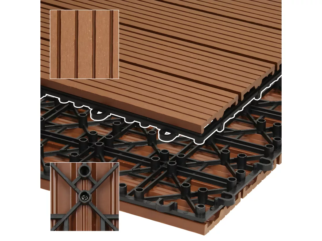 Carreaux de sol 60x30cm 1m² aspect de bois jardin piscine patio marron clair ECD Germany